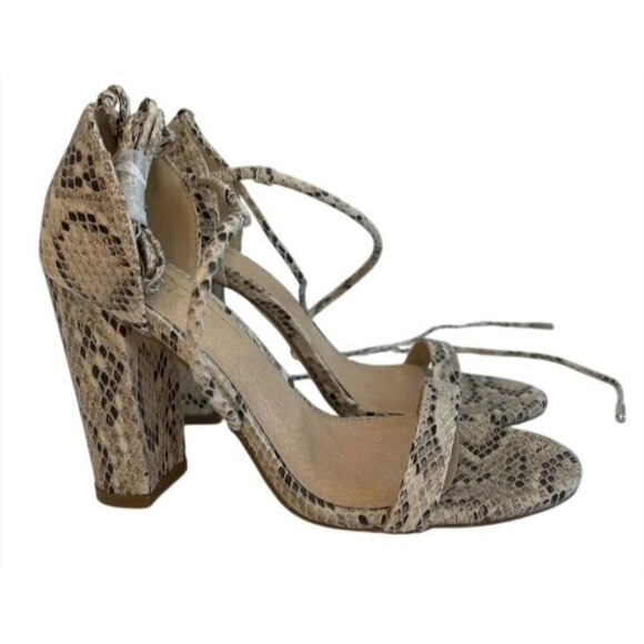 OLIVIA FERGUSON /  Snake Laceup / Print / Block Heel /  Sandals  With Open Toe - Picture 1 of 7